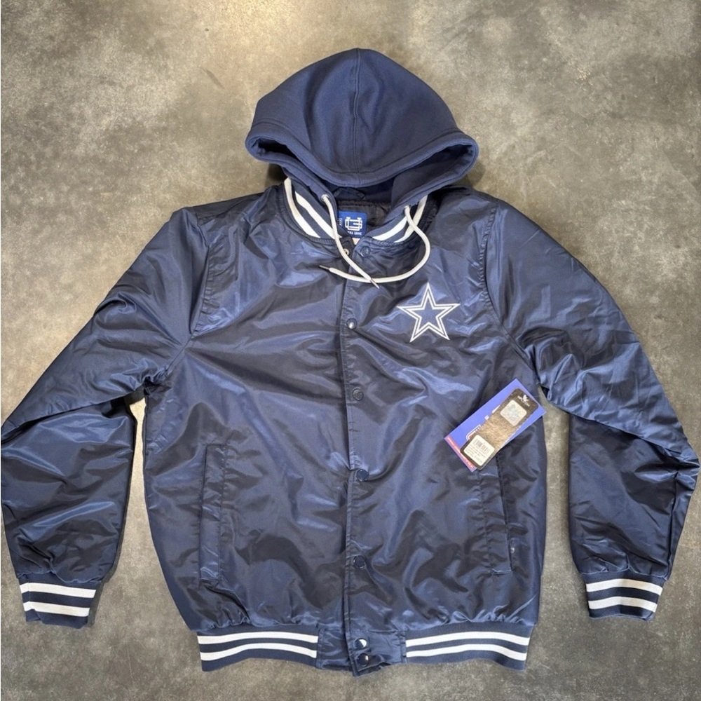 NFL Blue Bomber Jacket with White Accents